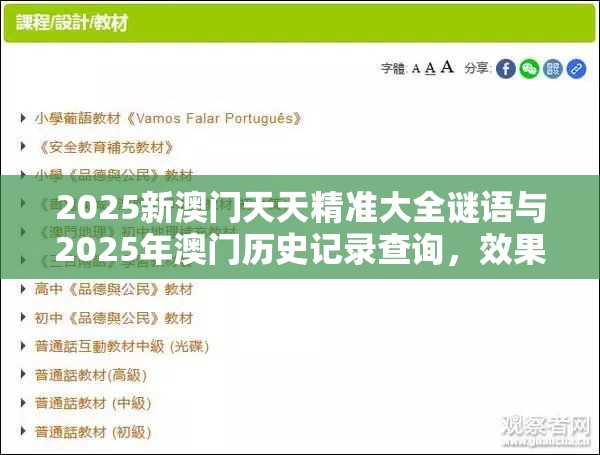2025新澳门天天精准大全谜语与2025年澳门历史记录查询，效果解读、专家解析解释与落实